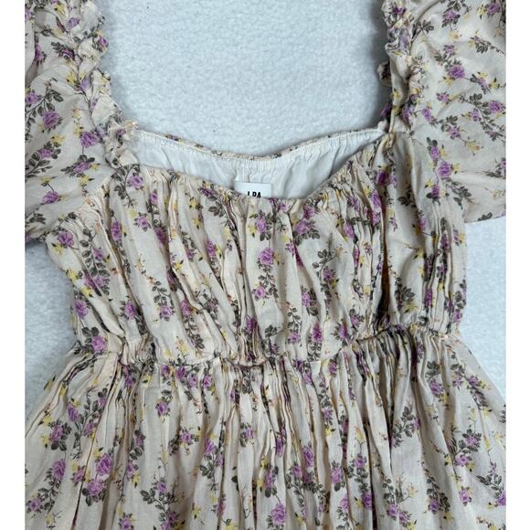 LPA Cottagecore Floral Revolve Mini Dress Garland White Pink Medium - Picture 3 of 7